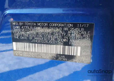 2018 Lexus Is 300 z USA, uszkodzony, nr VIN JTHC81D2XJ5027362